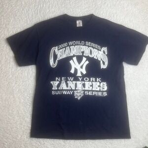 2000 New York Yankees men's blue World Series subway series tshirt‎